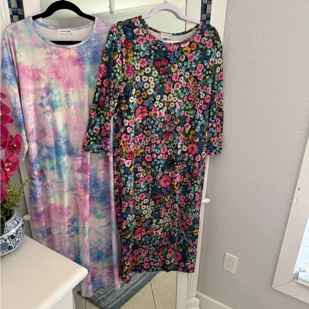 BUNDLE NUGGLES Tie-Dye Kate Dress and Floral Layering Dress - Picture 3 of 4